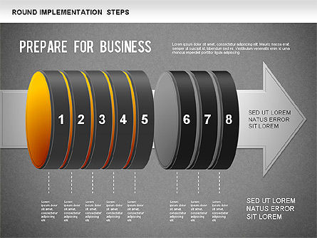 Implementation Steps Diagram, Slide 14, 01248, Stage Diagrams — PoweredTemplate.com