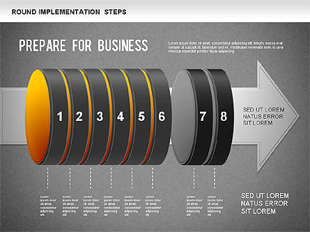 Implementation Steps Diagram, Slide 15, 01248, Stage Diagrams — PoweredTemplate.com