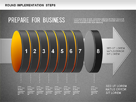 Implementation Steps Diagram, Slide 16, 01248, Stage Diagrams — PoweredTemplate.com