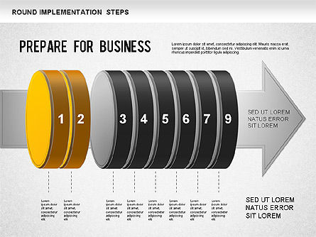 구현 단계 다이어그램, 슬라이드 3, 01248, 단계 도표 — PoweredTemplate.com