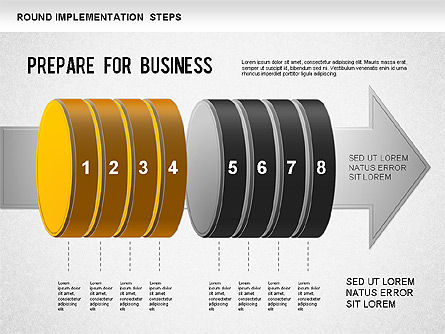 Implementation Steps Diagram, Slide 5, 01248, Stage Diagrams — PoweredTemplate.com