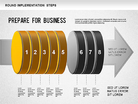 Implementation Steps Diagram, Slide 6, 01248, Stage Diagrams — PoweredTemplate.com