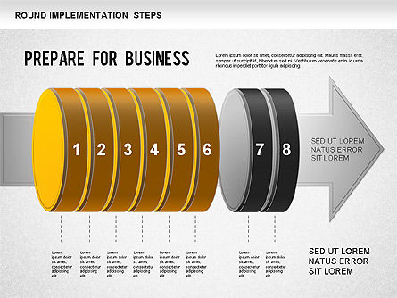 Diagrama de los pasos de implementación, Diapositiva 7, 01248, Diagramas de la etapa — PoweredTemplate.com