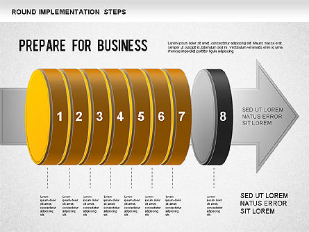 Implementation Steps Diagram, Slide 8, 01248, Stage Diagrams — PoweredTemplate.com