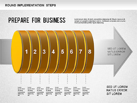 구현 단계 다이어그램, 슬라이드 9, 01248, 단계 도표 — PoweredTemplate.com