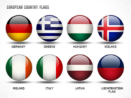 European Countries Flags, Slide 5, 01250, Shapes — PoweredTemplate.com