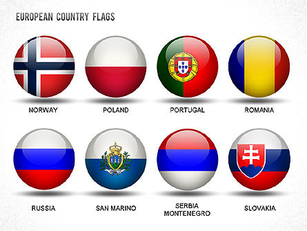 European Countries Flags, Slide 7, 01250, Shapes — PoweredTemplate.com