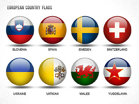 European Countries Flags, Slide 8, 01250, Shapes — PoweredTemplate.com