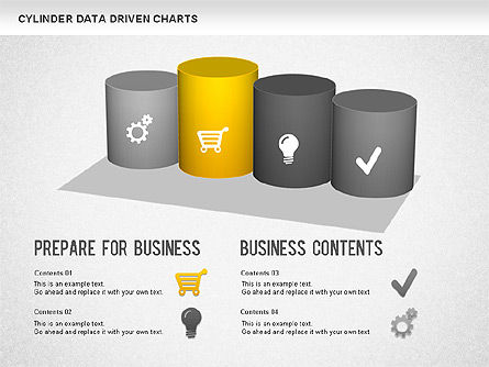 Cilinder staafdiagram, Dia 5, 01251, Graph Charts — PoweredTemplate.com