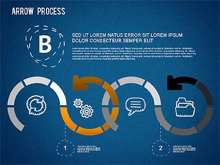 Arrow diagrama de processo com ícones, Deslizar 11, 01255, Diagramas de Processo — PoweredTemplate.com