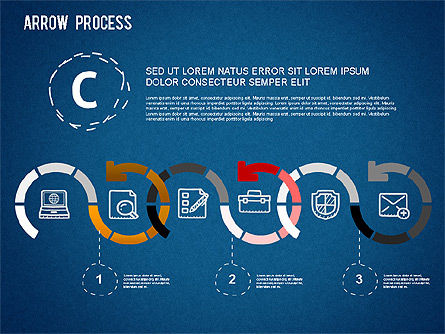 Diagramma di processo freccia con icone, Slide 12, 01255, Diagrammi di Processo — PoweredTemplate.com
