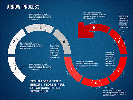 Schéma de processus de flèche avec des icônes, Diapositive 13, 01255, Schémas de procédés — PoweredTemplate.com