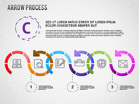 Arrow diagrama de processo com ícones, Deslizar 4, 01255, Diagramas de Processo — PoweredTemplate.com