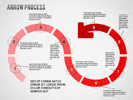 Arrow processchema met pictogrammen, Dia 5, 01255, Procesdiagrammen — PoweredTemplate.com