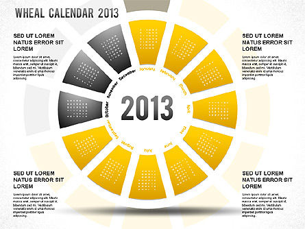 2013 Calendrier des roues PowerPoint, Diapositive 10, 01258, Timelines & Calendars — PoweredTemplate.com