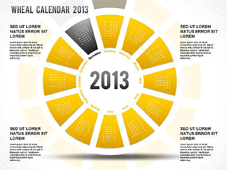2013 Calendrier des roues PowerPoint, Diapositive 12, 01258, Timelines & Calendars — PoweredTemplate.com