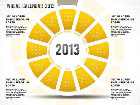 2013 Calendrier des roues PowerPoint, Diapositive 13, 01258, Timelines & Calendars — PoweredTemplate.com