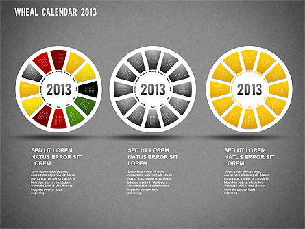 2013 Calendrier des roues PowerPoint, Diapositive 16, 01258, Timelines & Calendars — PoweredTemplate.com