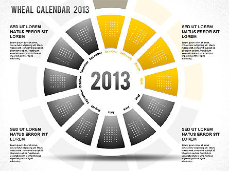2013 Calendrier des roues PowerPoint, Diapositive 5, 01258, Timelines & Calendars — PoweredTemplate.com