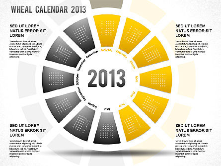 2013 PowerPoint 휠 캘린더, 슬라이드 7, 01258, Timelines & Calendars — PoweredTemplate.com