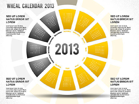 2013 Calendrier des roues PowerPoint, Diapositive 9, 01258, Timelines & Calendars — PoweredTemplate.com