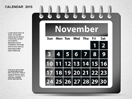 2013 Kalender, Folie 12, 01264, Timelines & Calendars — PoweredTemplate.com