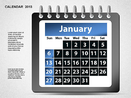 2013日历, 幻灯片 2, 01264, Timelines & Calendars — PoweredTemplate.com