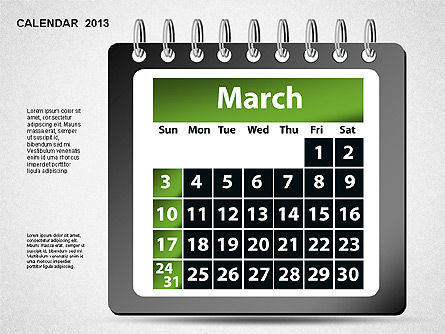 2013 calendário, Deslizar 4, 01264, Timelines & Calendars — PoweredTemplate.com