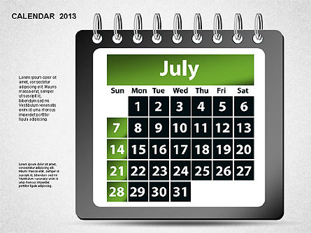 Kalender van 2013, Dia 8, 01264, Timelines & Calendars — PoweredTemplate.com