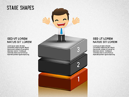 Diagrama das formas do estágio, Modelo do PowerPoint, 01272, Diagramas de Etapas — PoweredTemplate.com