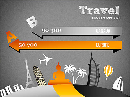 Diagramme des destinations de voyage, Diapositive 15, 01294, Modèles commerciaux — PoweredTemplate.com