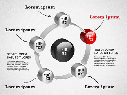 3d diagrama de processo circular, Deslizar 9, 01300, Diagramas de Processo — PoweredTemplate.com