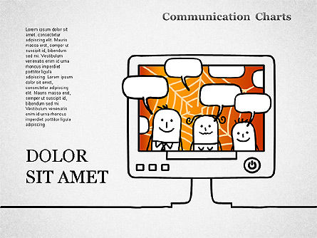 커뮤니케이션 차트, 슬라이드 3, 01304, 모양 — PoweredTemplate.com