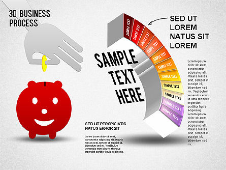 3d 비즈니스 단계 다이어그램, 슬라이드 12, 01305, 비즈니스 모델 — PoweredTemplate.com