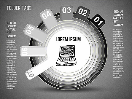 Tabs Folder forme, Slide 15, 01328, Diagrammi Palco — PoweredTemplate.com