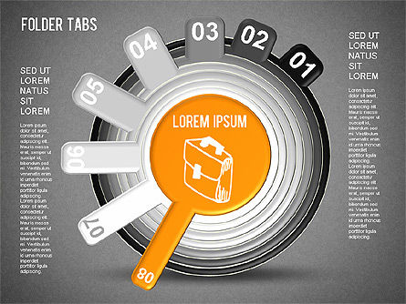 폴더 탭 모양, 슬라이드 16, 01328, 단계 도표 — PoweredTemplate.com