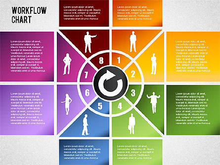 Workflow grafiek, Dia 9, 01340, Procesdiagrammen — PoweredTemplate.com