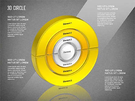 3D-cirkel gesegmenteerde diagram, Dia 11, 01343, Businessmodellen — PoweredTemplate.com