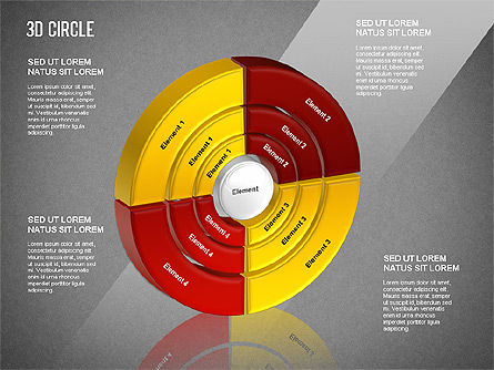 3D-cirkel gesegmenteerde diagram, Dia 12, 01343, Businessmodellen — PoweredTemplate.com
