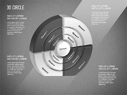 Diagramme segmenté en cercle 3d, Diapositive 13, 01343, Modèles commerciaux — PoweredTemplate.com