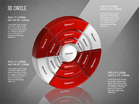 Diagramme segmenté en cercle 3d, Diapositive 14, 01343, Modèles commerciaux — PoweredTemplate.com