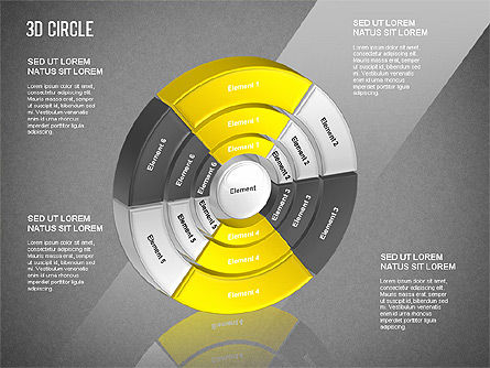 Diagramme segmenté en cercle 3d, Diapositive 15, 01343, Modèles commerciaux — PoweredTemplate.com
