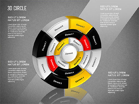 3D-cirkel gesegmenteerde diagram, Dia 16, 01343, Businessmodellen — PoweredTemplate.com
