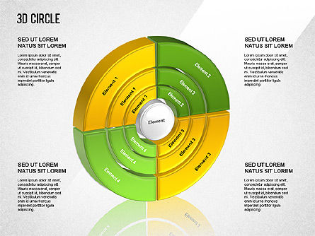 3D-cirkel gesegmenteerde diagram, Dia 4, 01343, Businessmodellen — PoweredTemplate.com