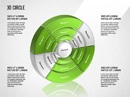 3D-cirkel gesegmenteerde diagram, Dia 6, 01343, Businessmodellen — PoweredTemplate.com