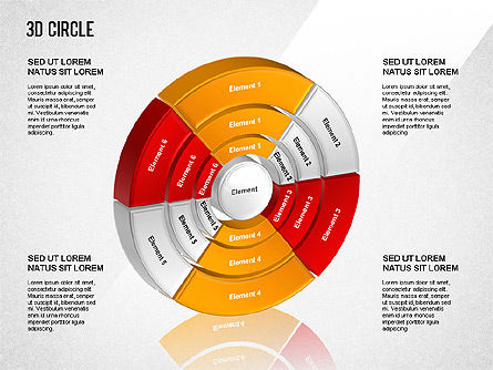 Diagrama segmentado en círculo 3D, Diapositiva 7, 01343, Modelos de negocios — PoweredTemplate.com
