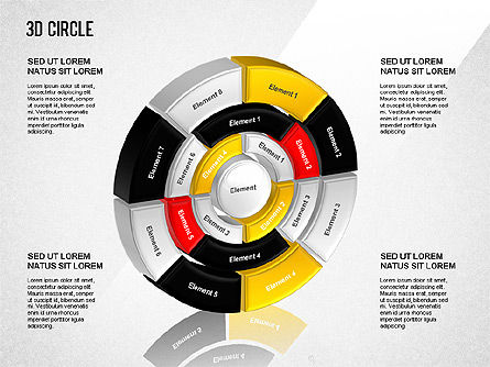 Diagrama segmentado en círculo 3D, Diapositiva 8, 01343, Modelos de negocios — PoweredTemplate.com