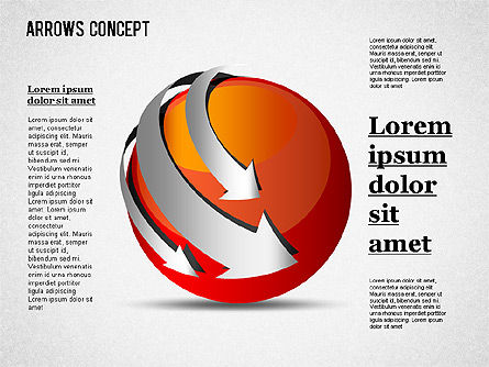 Flechas alrededor de la esfera, Plantilla de PowerPoint, 01364, Formas — PoweredTemplate.com