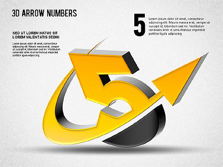3D 화살표 번호, 슬라이드 5, 01371, 모양 — PoweredTemplate.com