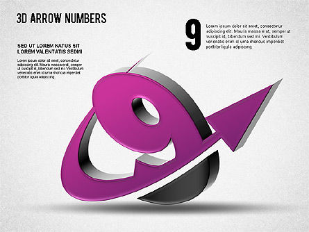 3D Arrow Numbers, Slide 9, 01371, Shapes — PoweredTemplate.com